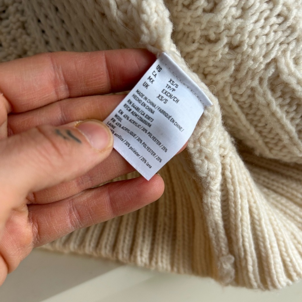 American Eagle Outfitters Cream Cable Knit Cardigan Sweater - Picture 6 of 14